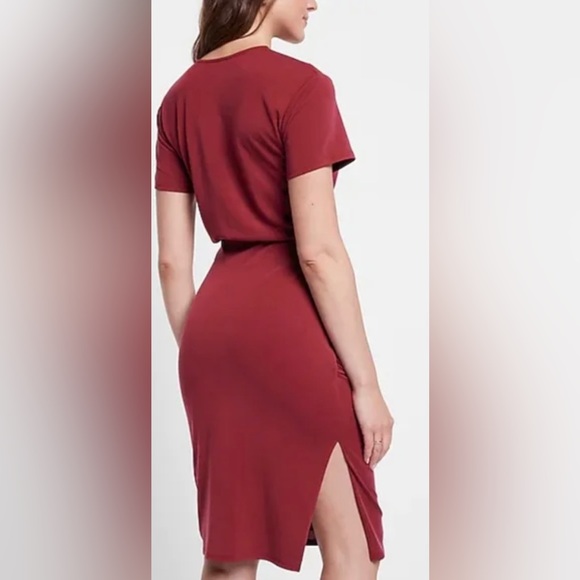 SILKY SUEDED JERSEY RUCHED T-SHIRT MIDI DRESS Size XL - Picture 8 of 9